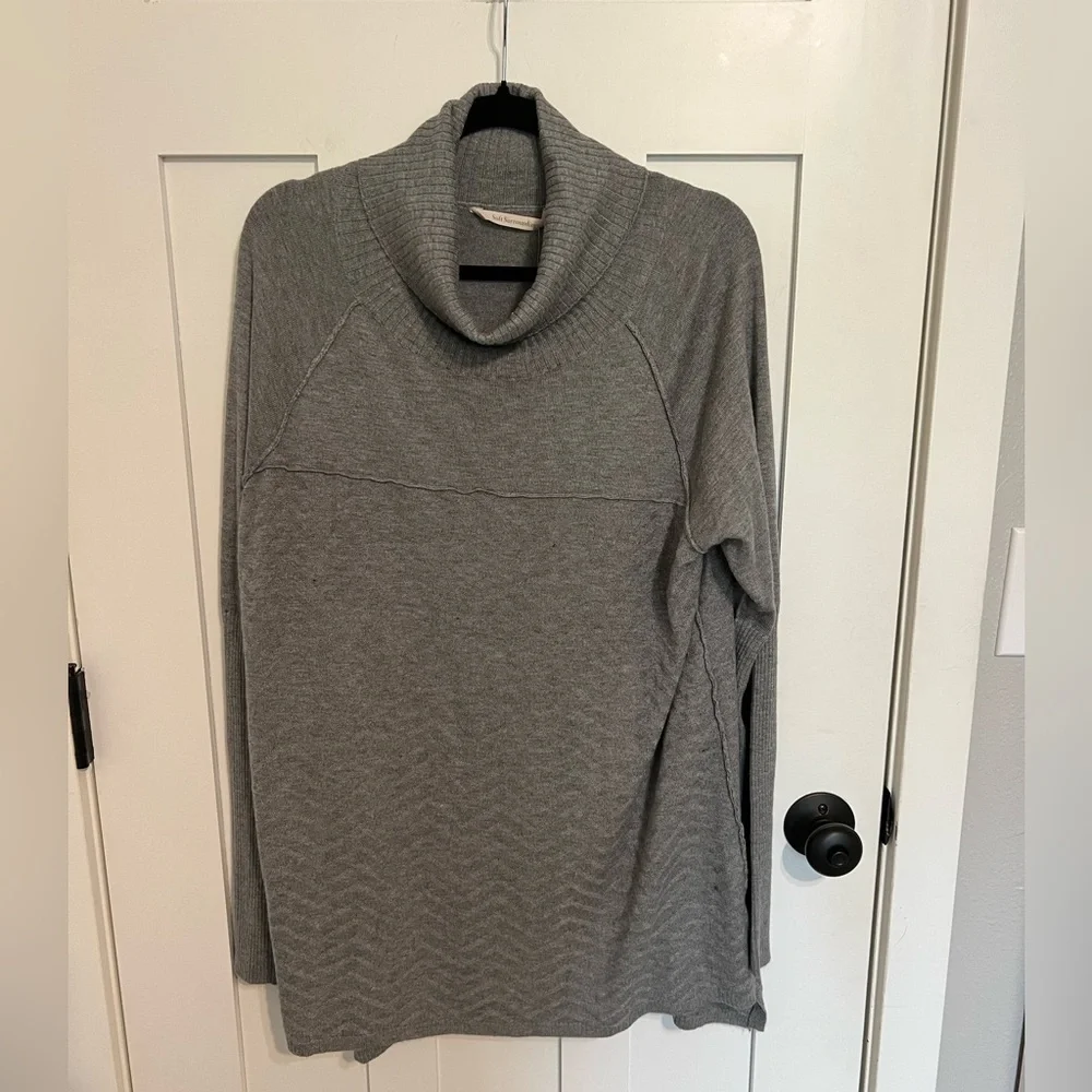 Soft Surroundings Gray Cowl Neck Sweater Raw hem detail size XL